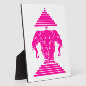 Plaque Photo Erawan rose trois éléphant en tête Lao / Laos Drap (Côté)