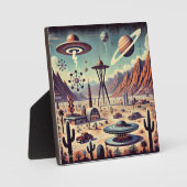 Plaque Photo Espace âge Alien Désert Invasion Imaginaire Art (Recto)