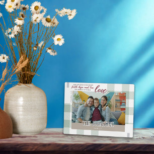 Plaque Photo Espoir de foi Amour Moderne Vert Photo de famille