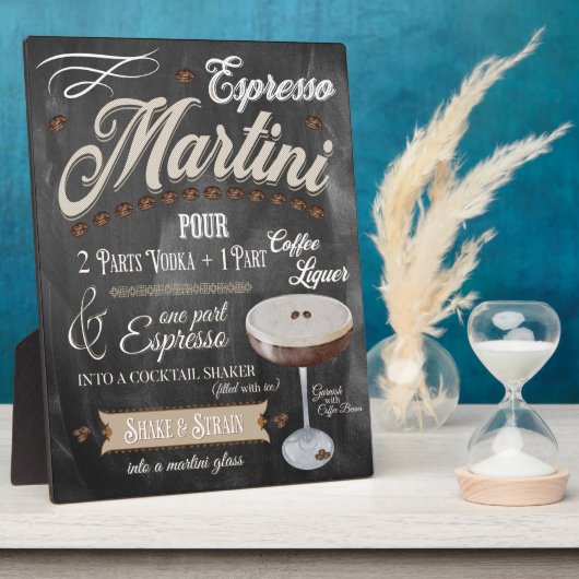 Plaque Photo Espresso Martini Chalkboard Recette (Côté)
