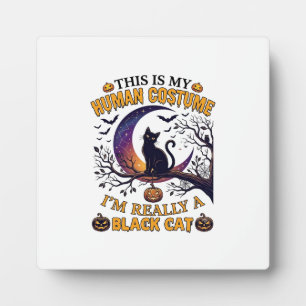 Plaque Photo Est Costume Humain Chat Noir Halloween Lune_1