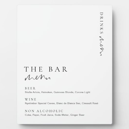 Plaque Photo Estelle Modern Minimal Le Menu Barre Panneau (Devant)