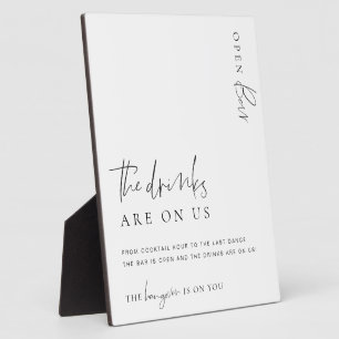 Plaque Photo Estelle Modern Minimal Open Bar Menu Sign