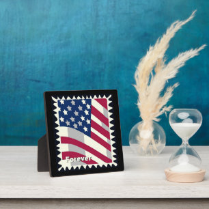 PLAQUE PHOTO ÉTATS-UNIS D'AMÉRIQUE DRAPEAU FOREVER STAMP