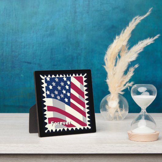 PLAQUE PHOTO ÉTATS-UNIS D'AMÉRIQUE DRAPEAU FOREVER STAMP (Insitu)