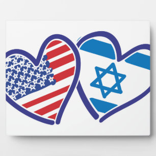 Plaque Photo États-Unis Israël Coeur Drapeau