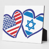 Plaque Photo États-Unis Israël Coeur Drapeau (Côté)