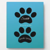 Plaque Photo Eternal Paw Prints Turquoise Gradient Tribute (Devant)