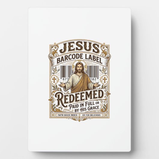 Plaque Photo étiquette de code-barres Jésus Rachetée Jésus code (Devant)