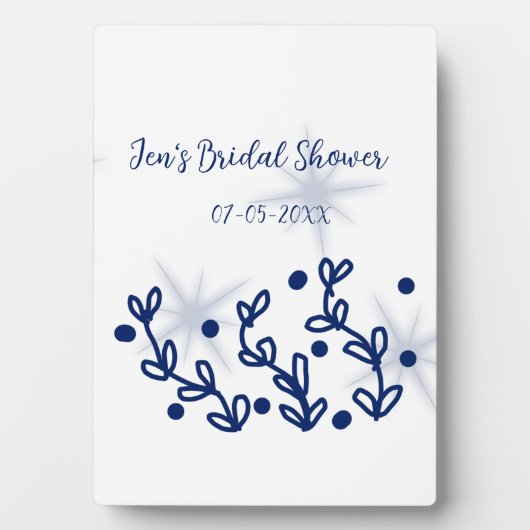 Plaque Photo Étoiles bleues feuilles luxe royal shower de maria (Devant)