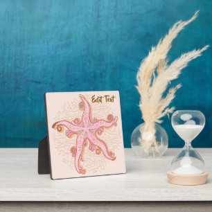 Plaque Photo Étoiles de mer et corail rose motif pastel
