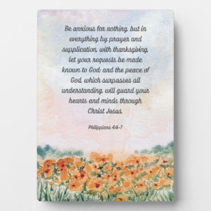 Plaque Photo Être anxieux pour rien Bible Verse Artwork 5x7