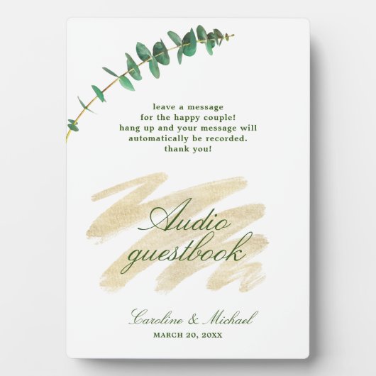 Plaque Photo Eucalyptus, Emerald et Gold Audio Guestbook (Devant)
