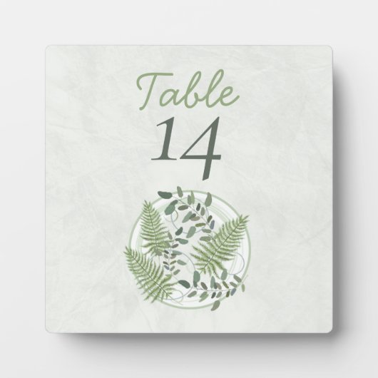 Plaque Photo Eucalyptus et fougères Numéro de table permanente (Devant)