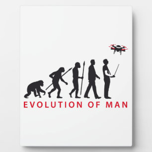 Plaque Photo évolution de l'homme contrôlant le drone