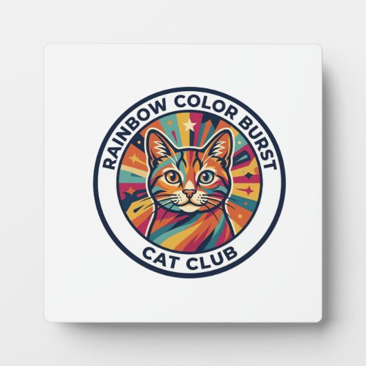 Plaque Photo Explosion de couleurs arc-en-ciel Chat Design de c (Devant)