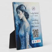 Plaque Photo Exquisite Beautiful Bride In Blue Bridal Business (Côté)