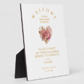Plaque Photo Exquisite Pink Floral Heart Unplugged Wedding (Côté)