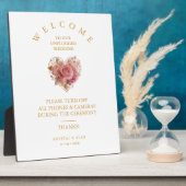 Plaque Photo Exquisite Pink Floral Heart Unplugged Wedding (Côté)