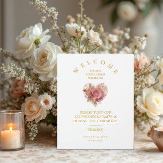 Plaque Photo Exquisite Pink Floral Heart Unplugged Wedding