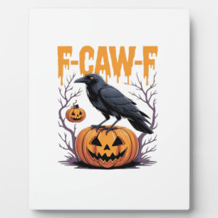 Plaque Photo F-Caw-F Classique Halloween Corbeau Citrouille Tee