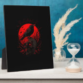 Plaque Photo F-Caw-F Crow Funny Bird Red Moon Gothic (Côté)