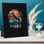 Plaque Photo F-Caw-F Crow Retro Sunset Pun Funny Bird Cawing Gr (Côté)