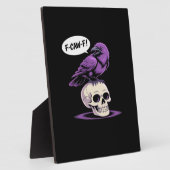 Plaque Photo F-Caw-F Crow Skull Halloween Humor Graphic Design (Côté)