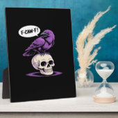 Plaque Photo F-Caw-F Crow Skull Halloween Humor Graphic Design (Côté)