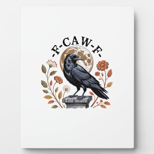 Plaque Photo F-Caw-F Raven Moon Gothic Halloween Crow Bird Love (Devant)
