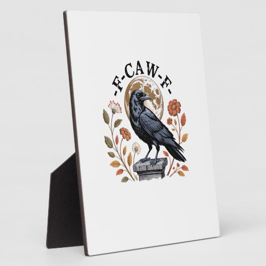 Plaque Photo F-Caw-F Raven Moon Gothic Halloween Crow Bird Love (Côté)