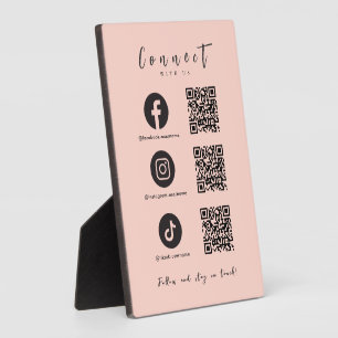 Plaque Photo Facebook Instagram Tiktok QR Code rose pâle