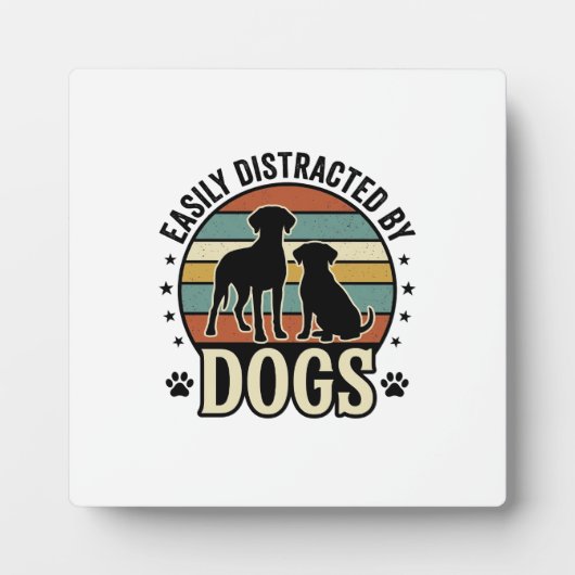 Plaque Photo Facilement distrait par les chiens Design silhouet (Devant)
