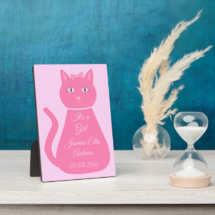 Plaque Photo Faire annonce de naissance de bébé fille au chat r