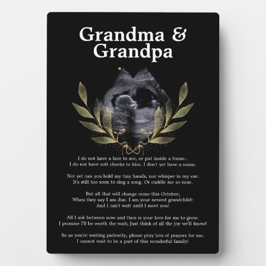 Plaque Photo Faire-part des petits-enfants à venir pour grands- (Devant)