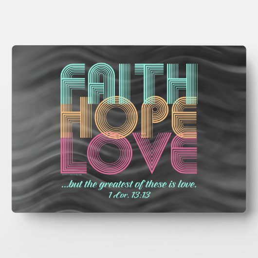 Plaque Photo Faith Hope Love Christian Bible Verse Retro (Devant)