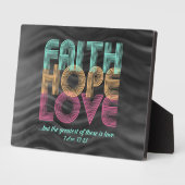 Plaque Photo Faith Hope Love Christian Bible Verse Retro (Côté)