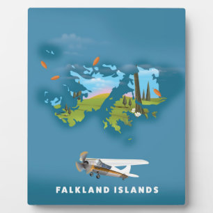 Plaque Photo Falkland islands illustrated map