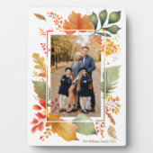 Plaque Photo Famille Chic Thanksgiving Fall Leaf Frontière Phot (Devant)