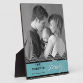 Plaque Photo Famille Zig Zag Chevron Photo personnalisée modern (Côté)
