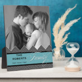 Plaque Photo Famille Zig Zag Chevron Photo personnalisée modern (Côté)