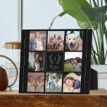 Plaque Photo Family 8 photo collage monogram name personalized<br><div class="desc">Custom monogram and name with family established year 8 photo grid elegant simple black and white keepsake photo frame template plaque.         A thoughtful gift for Christmas or for your family anniversary.</div>