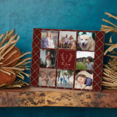Plaque Photo Family 8 photo collage monogram name red plaid (Côté)