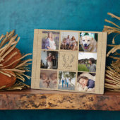 Plaque Photo Family 8 photo collage monogram name rustic (Côté)