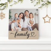Plaque Photo Family Love Script Custom Grey Beige Photo