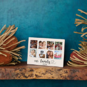 Plaque Photo Family photo collage love heart script beige cream (Côté)