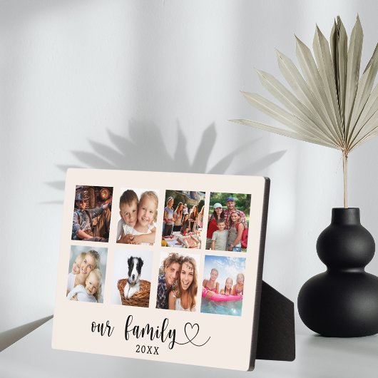 Plaque Photo Family photo collage love heart script beige cream