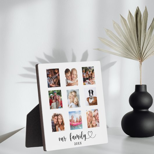 Plaque Photo Family photo collage script heart