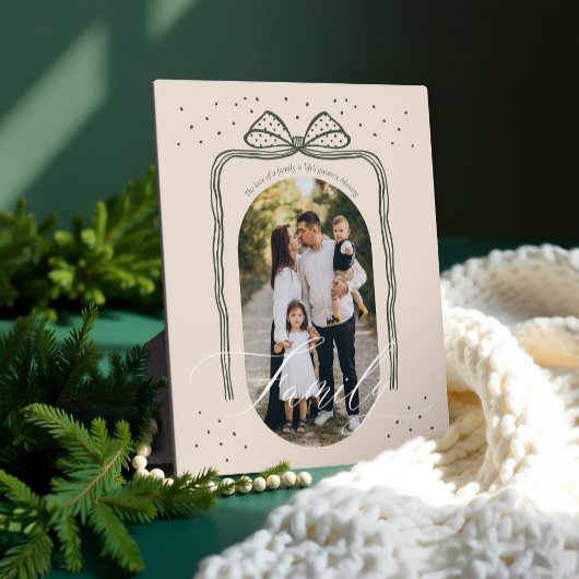 Plaque Photo Family Script Classy Chic Christmas Bow Arch Photo