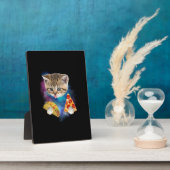 Plaque Photo Fantaisie Galaxy Chemise de chat _ Space Cat Eat P (Côté)